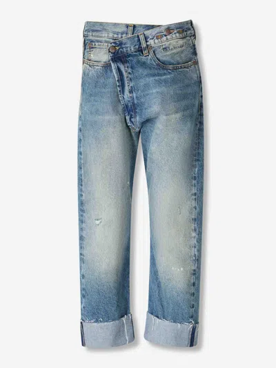 R13 Wide Crossover Jeans In Blue