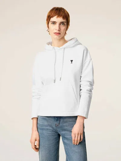 Ami Alexandre Mattiussi Ami Paris Ami Paris De Coeur Cotton Hoodie In White