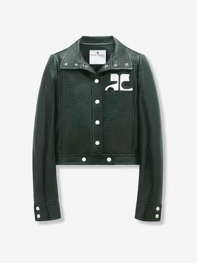 Courrèges Reedition Vinyl Short Jacket In Green