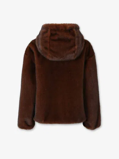 Herno Bomber Jacket In Melange Alternative Mink Fur In Brown
