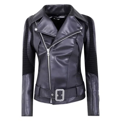 Junya Watanabe Zippered Long-sleeved Leather Jacket In Blue