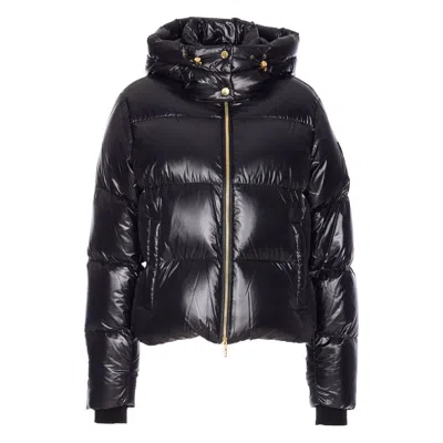 Moose Knuckles Hooded Padded Quilted Jacket With Zip Pockets In Blue