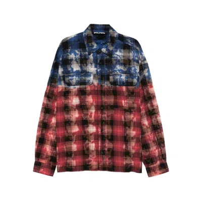 Palm Angels Plaid Print Shirt In Multi