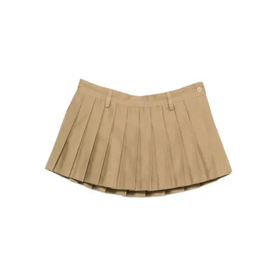 7 For All Mankind Twill Miniskirt In Neutral