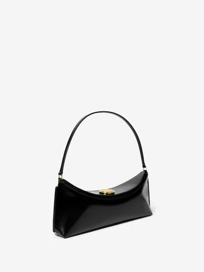 Jacquemus Le Calisso Black Shoulder Bag With Engraved Snap Button In Leather In Black