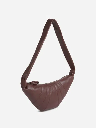 Lemaire Medium Croissant Grained Leather Shoulder Bag In Brown
