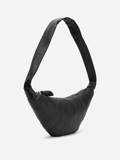 Lemaire Medium Croissant Leather Bag In Black