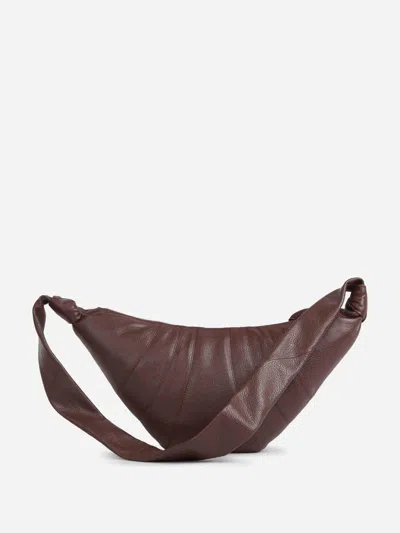 Lemaire Medium Croissant Grained Leather Shoulder Bag In Brown