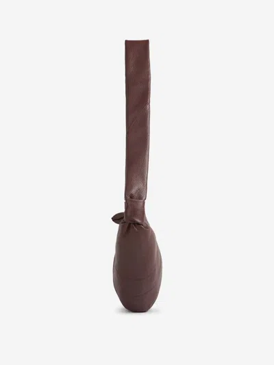 Lemaire Medium Croissant Grained Leather Shoulder Bag In Brown
