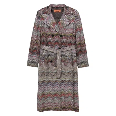 Missoni Multicolor Viscose Blend Trench In Multi