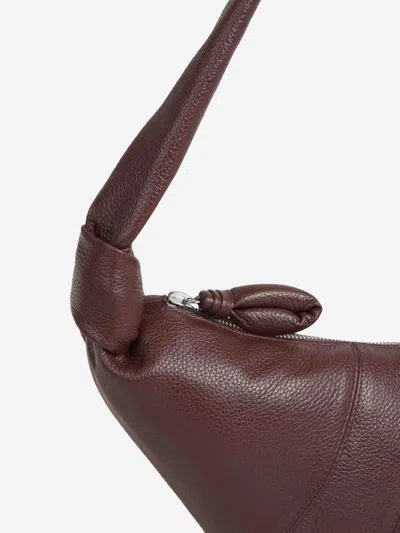 Lemaire Medium Croissant Grained Leather Shoulder Bag In Brown