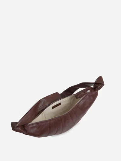 Lemaire Medium Croissant Grained Leather Shoulder Bag In Brown