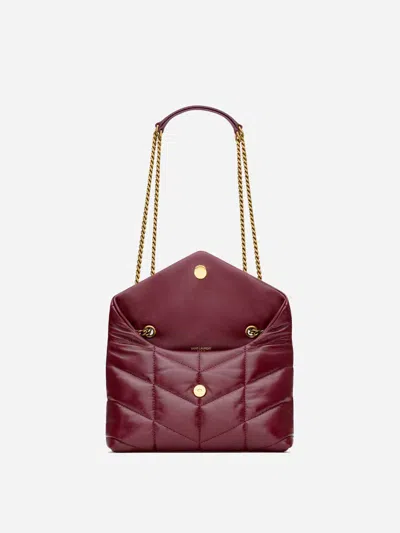 Saint Laurent Mini Loulou Puffer In Shiny Leather Bags In Red