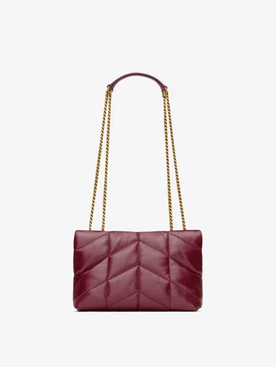 Saint Laurent Mini Loulou Puffer In Shiny Leather Bags In Red