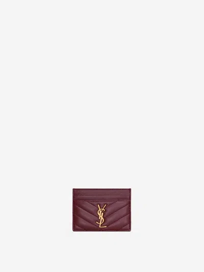 Saint Laurent Quilted Cassandras Card Holder Accessory In Brown