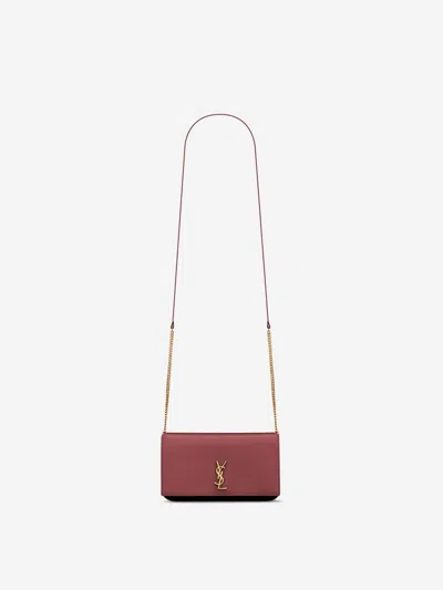 Saint Laurent Women Cassandre Phone Case On Chain In Pink