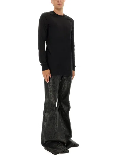 Rick Owens Flared Full Length Trousers With Belt Loops In Black