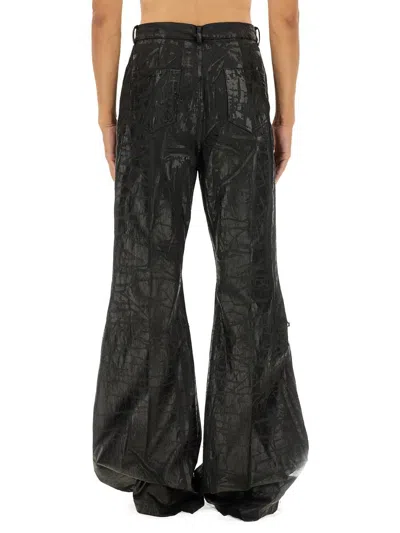 Rick Owens Flared Full Length Trousers With Belt Loops In Black