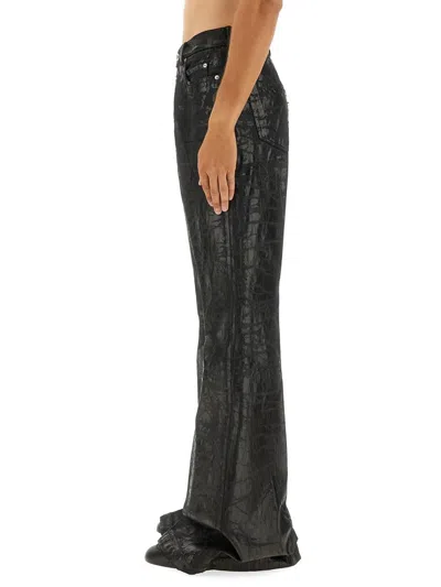 Rick Owens Flared Full Length Trousers With Belt Loops In Black