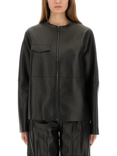 Zona20 Milano Leather "cartago" Jacket In Black