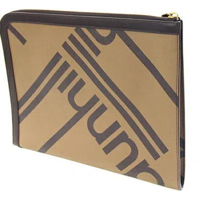 Pre-owned Dunhill Camel Dark Brown Pvc Leather Clutch Bag Document Case ()