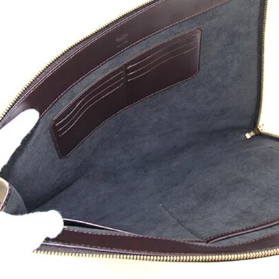 Pre-owned Dunhill Camel Dark Brown Pvc Leather Clutch Bag Document Case ()
