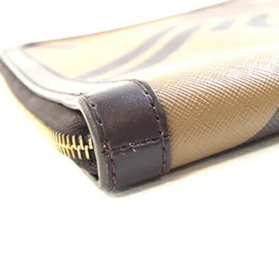 Pre-owned Dunhill Camel Dark Brown Pvc Leather Clutch Bag Document Case ()