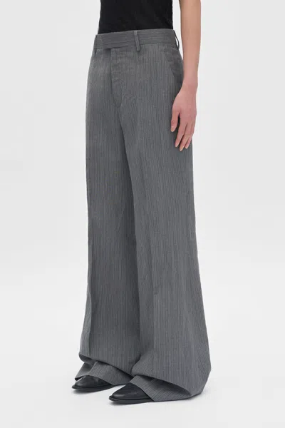 Ann Demeulemeester Marcelino Comfort Trousers With Metal Buckle Belt In Gray