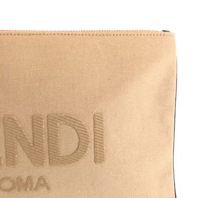 Pre-owned Fendi Beige Canvas Clutch Bag Pouch ()