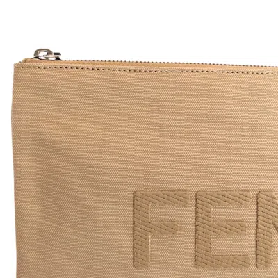 Pre-owned Fendi Beige Canvas Clutch Bag Pouch ()