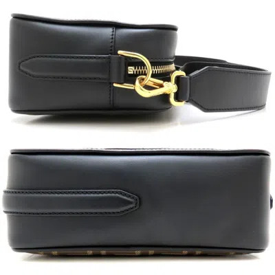 Pre-owned Fendi Black Brown Coated Canvas Leather Shoulder Bag ()