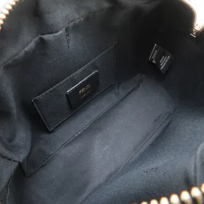 Pre-owned Fendi Black Brown Coated Canvas Leather Shoulder Bag ()