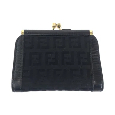 Pre-owned Fendi Black Canvas Coin Purse/coin Case ()