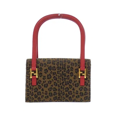 Pre-owned Fendi Brown Red Color Canvas Shoulder Bag ()