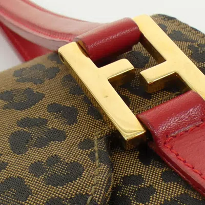 Pre-owned Fendi Brown Red Color Canvas Shoulder Bag ()
