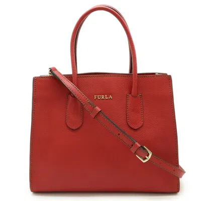 Pre-owned Furla Red Color Leather Handbag Shoulder Bag ()