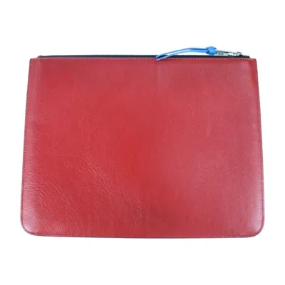 Pre-owned Givenchy Black Red Color White Leather Clutch Bag Handbag Pouch ()