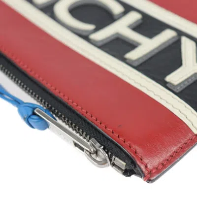 Pre-owned Givenchy Black Red Color White Leather Clutch Bag Handbag Pouch ()