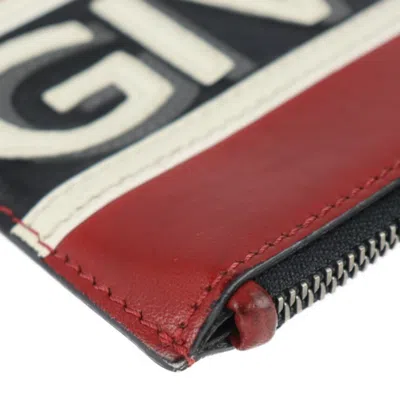 Pre-owned Givenchy Black Red Color White Leather Clutch Bag Handbag Pouch ()