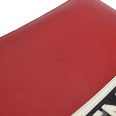 Pre-owned Givenchy Black Red Color White Leather Clutch Bag Handbag Pouch ()