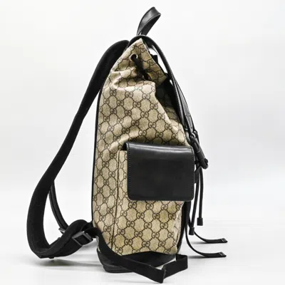 Pre-owned Gucci Beige Black Gg Supreme Leather Backpack ()