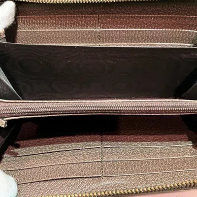 Pre-owned Gucci Beige Brown Gg Supreme Leather Long Wallet (bi-fold) () In Multi