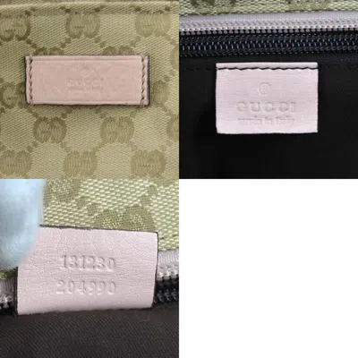 Pre-owned Gucci Beige Blue Pink Gg Canvas Leather Shoulder Bag Tote Bag ()