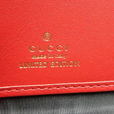 Pre-owned Gucci Beige Green Khaki Red Color Gg Supreme Long Bill Wallet (bi-fold) ()