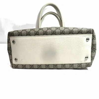 Pre-owned Gucci Beige White Gg Supreme Leather Tote Bag ()