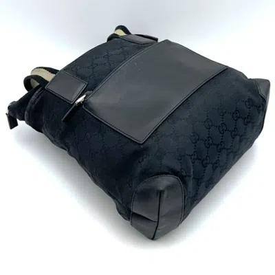 Pre-owned Gucci Black Gg Canvas Leather Tote Bag ()