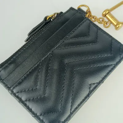 Pre-owned Gucci Black Leather Chain/shoulder Wallet ()