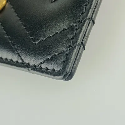 Pre-owned Gucci Black Leather Chain/shoulder Wallet ()