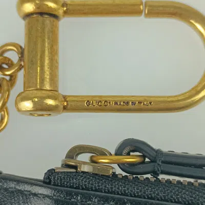 Pre-owned Gucci Black Leather Chain/shoulder Wallet ()