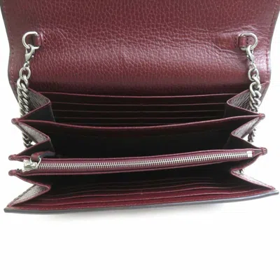 Pre-owned Gucci Bordeaux Leather Chain/shoulder Wallet () In Burgundy